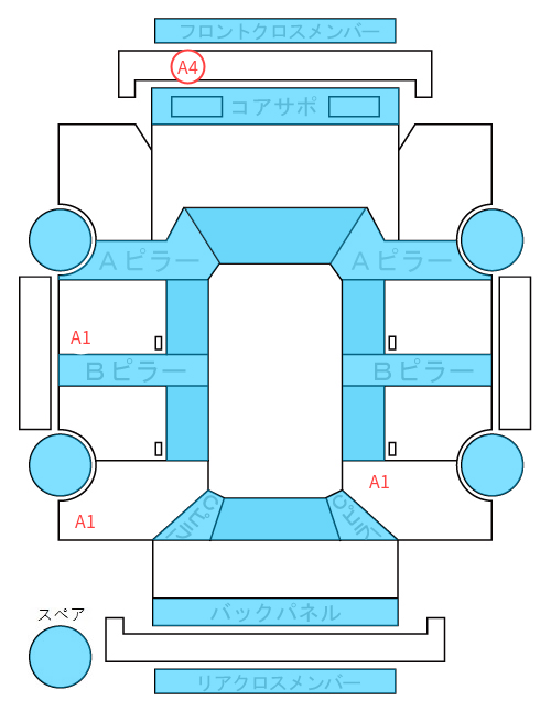 Body condition diagram (damage marks, Japanese labels)