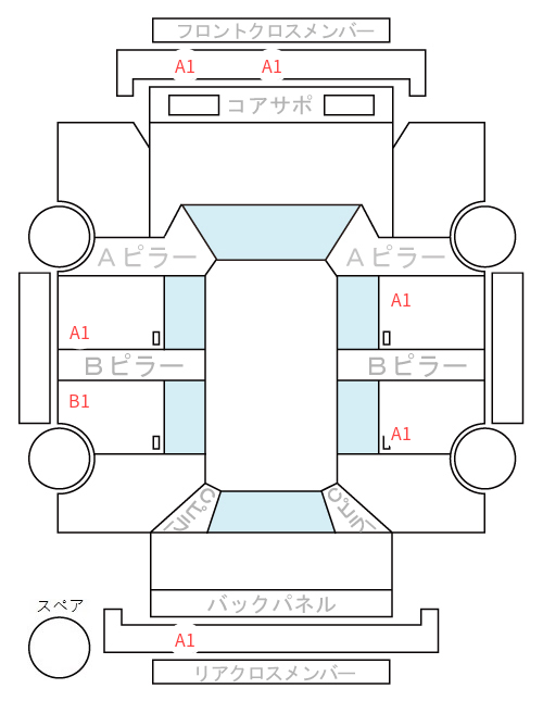 Body condition diagram (damage marks, Japanese labels)