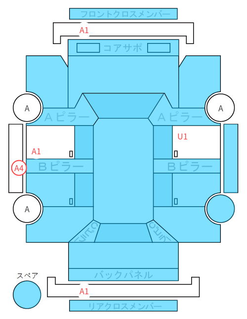 Body condition diagram (damage marks, Japanese labels)