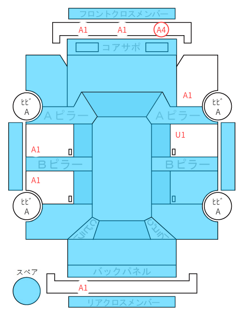 Body condition diagram (damage marks, Japanese labels)