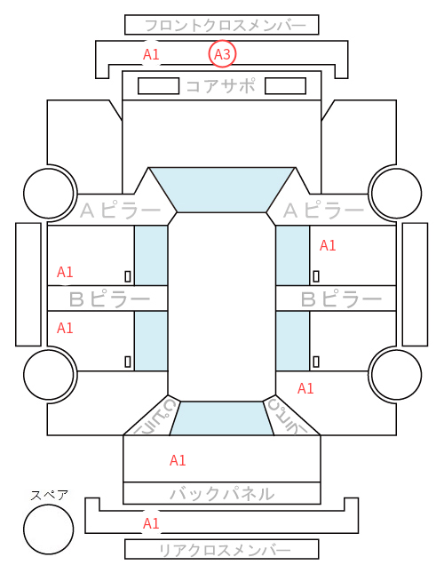 Body condition diagram (damage marks, Japanese labels)