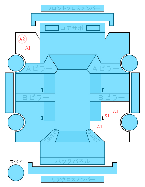 Body condition diagram (damage marks, Japanese labels)