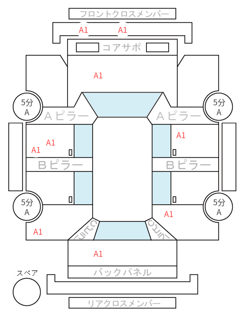 Body condition diagram (damage marks, Japanese labels)