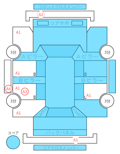 Body condition diagram (damage marks, Japanese labels)