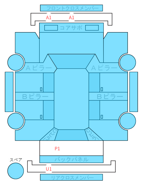 Body condition diagram (damage marks, Japanese labels)