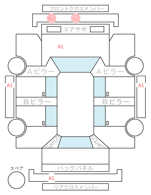 Body condition diagram (damage marks, Japanese labels)