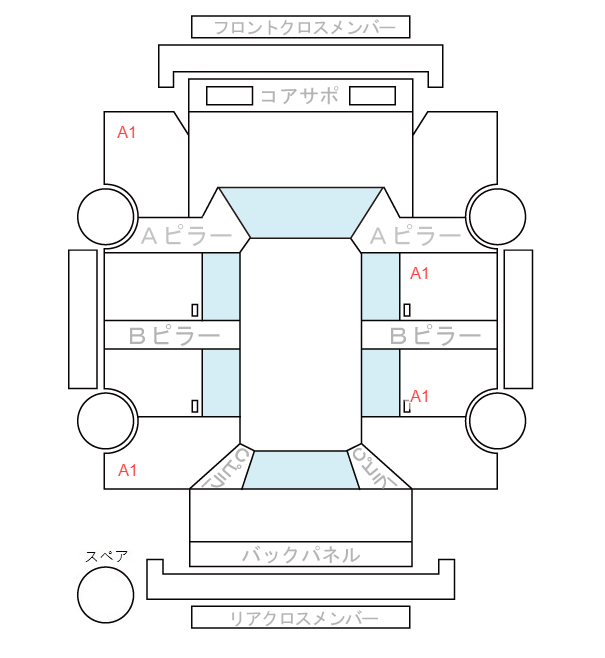 Body condition diagram (damage marks, Japanese labels)