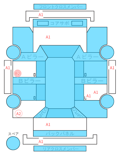 Body condition diagram (damage marks, Japanese labels)