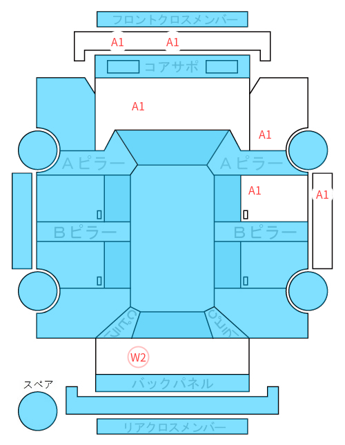 Body condition diagram (damage marks, Japanese labels)