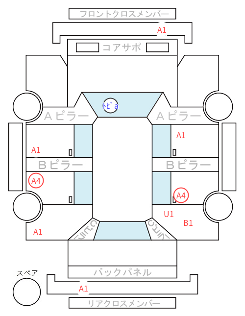 Body condition diagram (damage marks, Japanese labels)