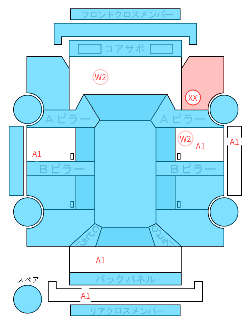 Body condition diagram (damage marks, Japanese labels)