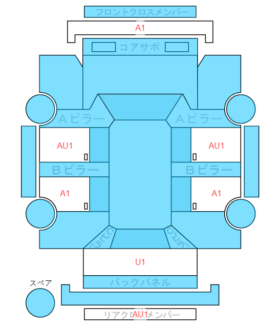 Body condition diagram (damage marks, Japanese labels)