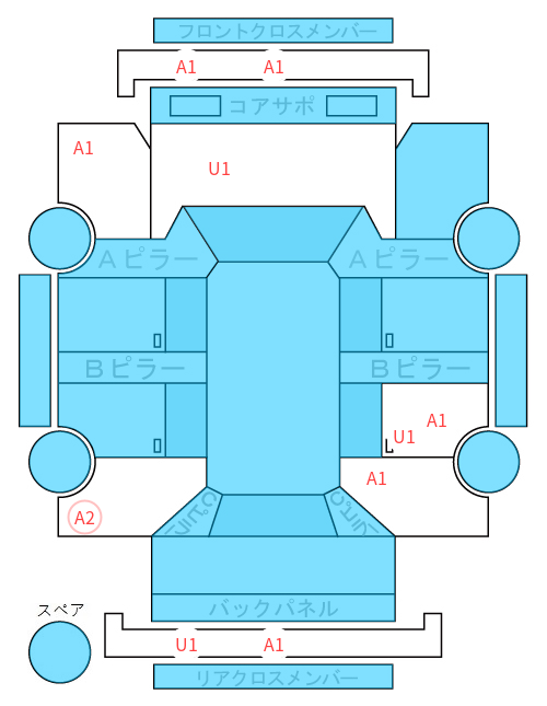Body condition diagram (damage marks, Japanese labels)