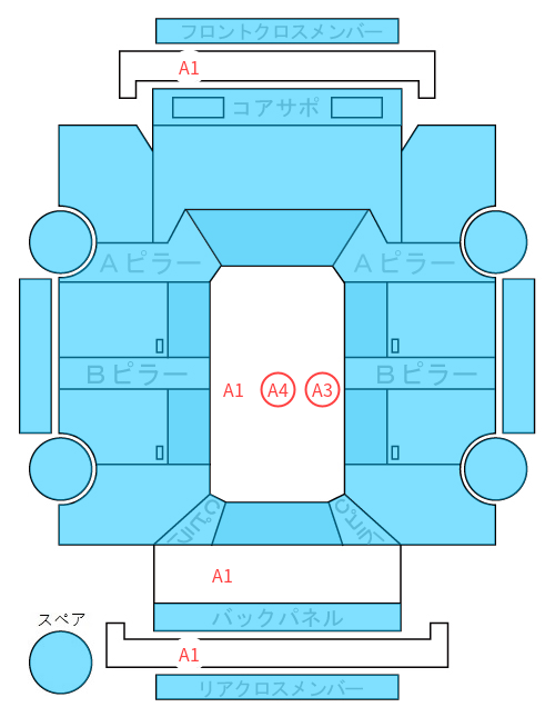 Body condition diagram (damage marks, Japanese labels)