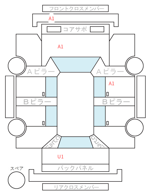 Body condition diagram (damage marks, Japanese labels)