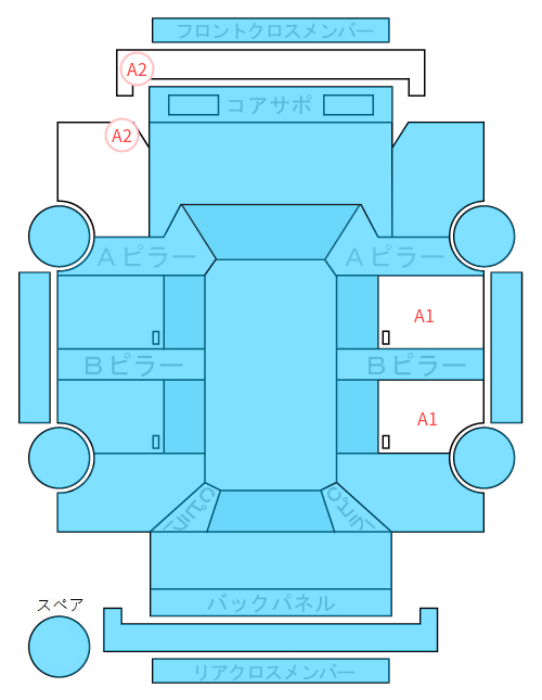 Body condition diagram (damage marks, Japanese labels)
