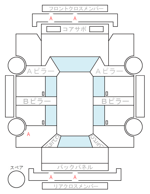 Body condition diagram (damage marks, Japanese labels)