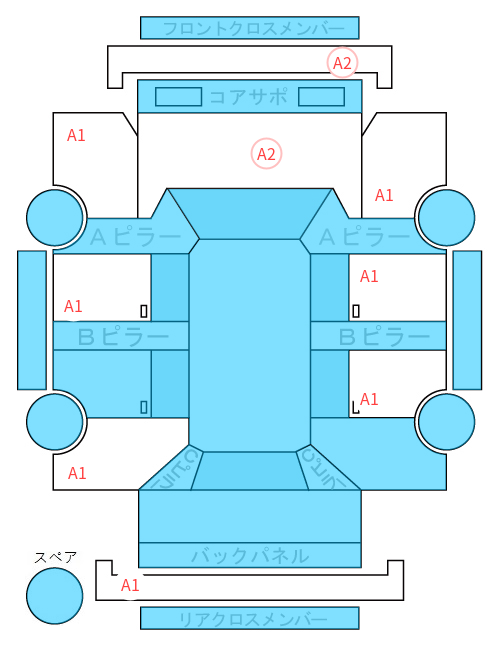 Body condition diagram (damage marks, Japanese labels)