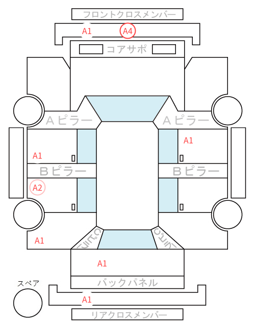 Body condition diagram (damage marks, Japanese labels)