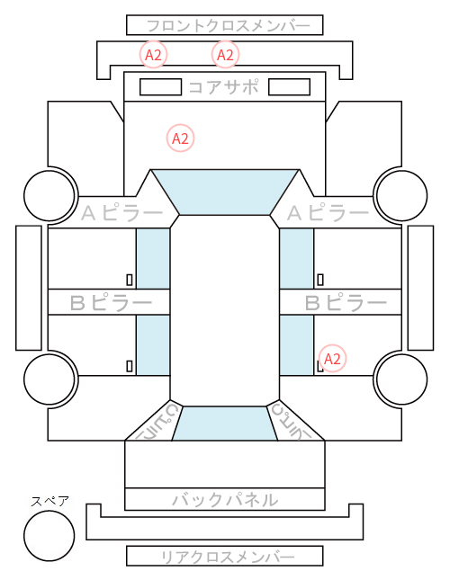 Body condition diagram (damage marks, Japanese labels)