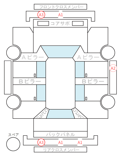 Body condition diagram (damage marks, Japanese labels)