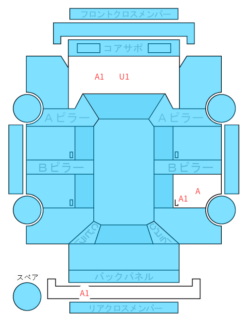 Body condition diagram (damage marks, Japanese labels)