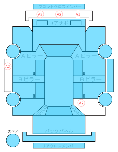 Body condition diagram (damage marks, Japanese labels)