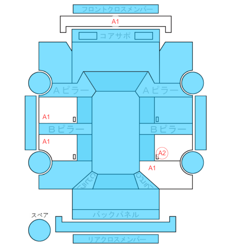 Body condition diagram (damage marks, Japanese labels)