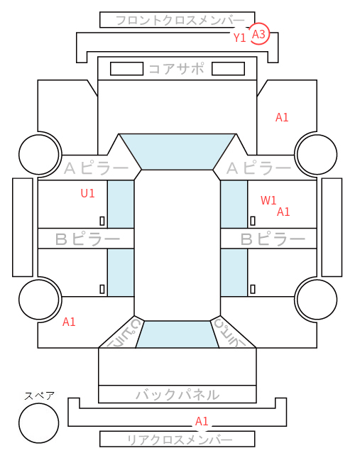 Body condition diagram (damage marks, Japanese labels)