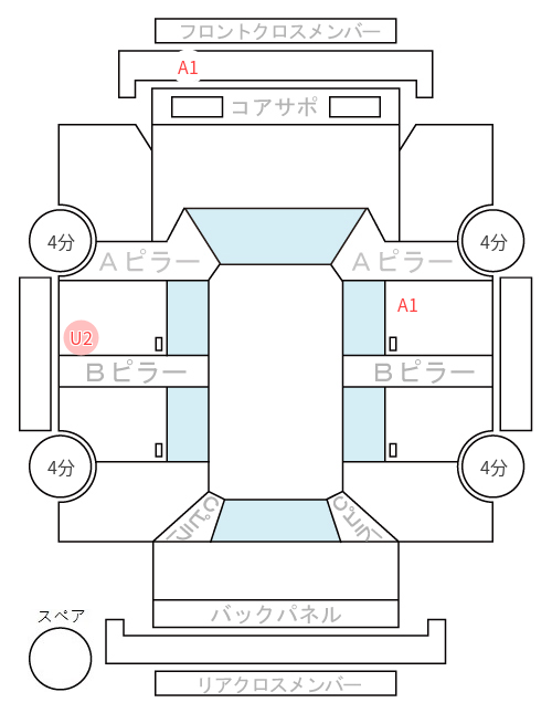 Body condition diagram (damage marks, Japanese labels)