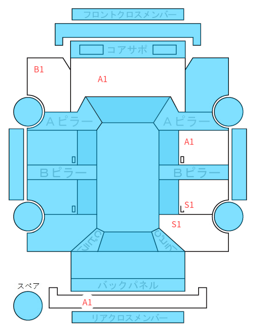 Body condition diagram (damage marks, Japanese labels)