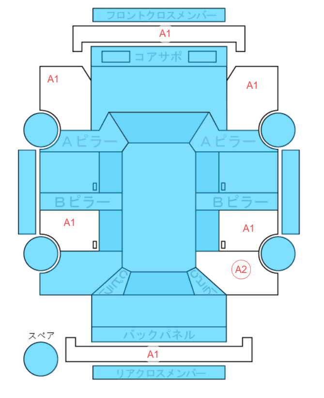 Body condition diagram (damage marks, Japanese labels)