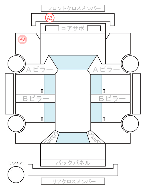 Body condition diagram (damage marks, Japanese labels)