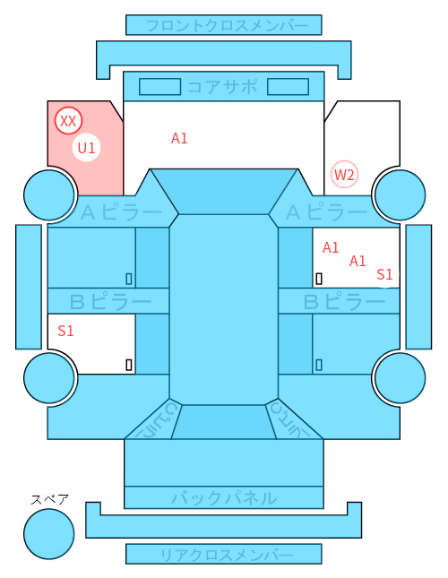 Body condition diagram (damage marks, Japanese labels)