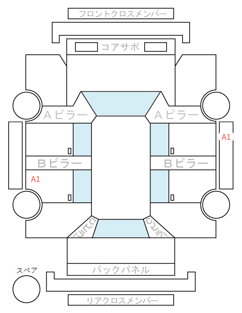 Body condition diagram (damage marks, Japanese labels)