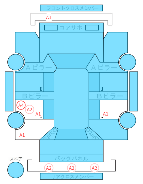Body condition diagram (damage marks, Japanese labels)