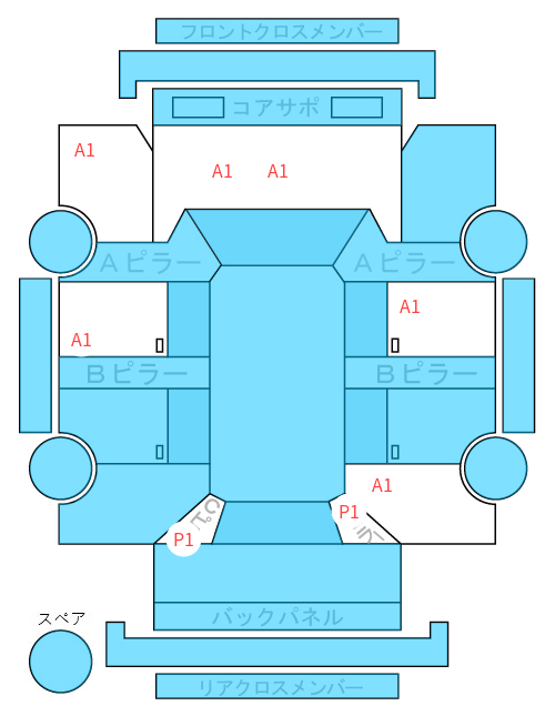 Body condition diagram (damage marks, Japanese labels)