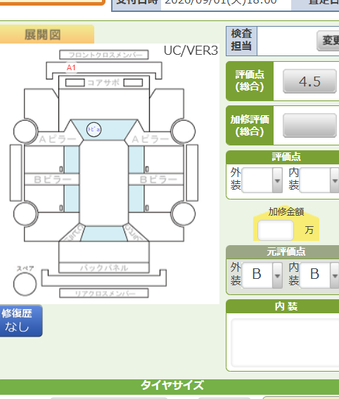 Body condition diagram (damage marks, Japanese labels)