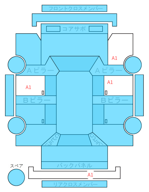Body condition diagram (damage marks, Japanese labels)