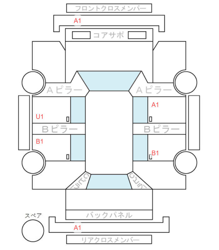Body condition diagram (damage marks, Japanese labels)