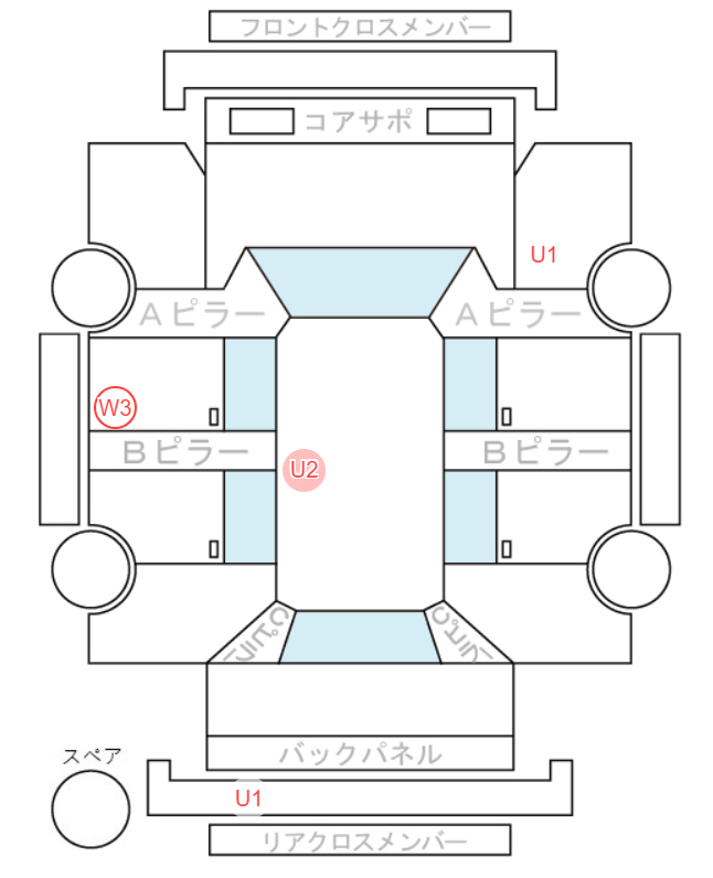Body condition diagram (damage marks, Japanese labels)