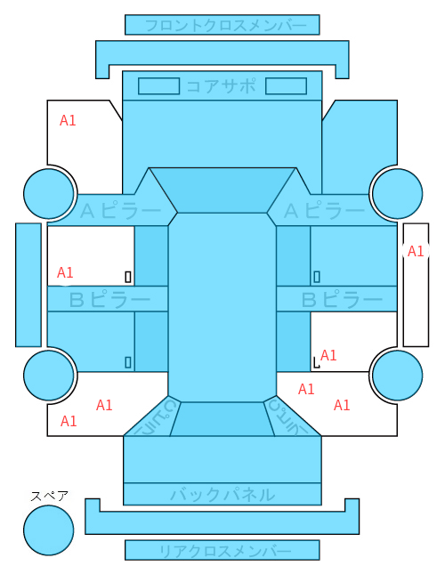 Body condition diagram (damage marks, Japanese labels)
