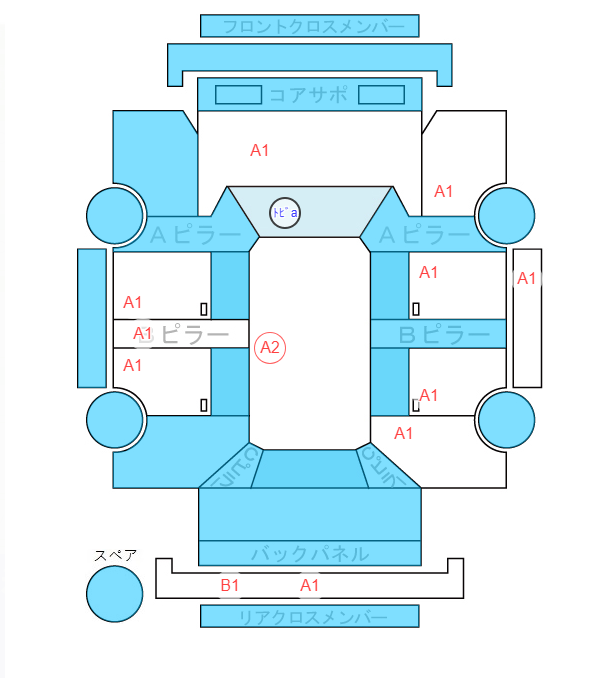 Body condition diagram (damage marks, Japanese labels)