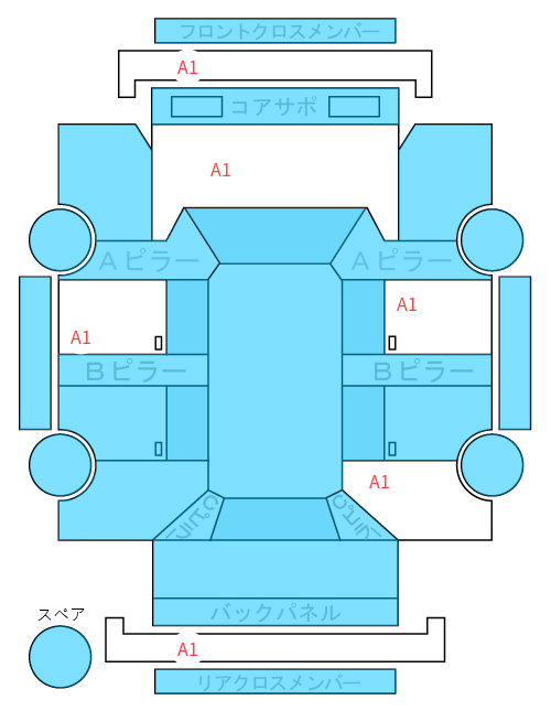 Body condition diagram (damage marks, Japanese labels)