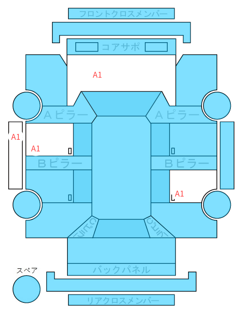 Body condition diagram (damage marks, Japanese labels)