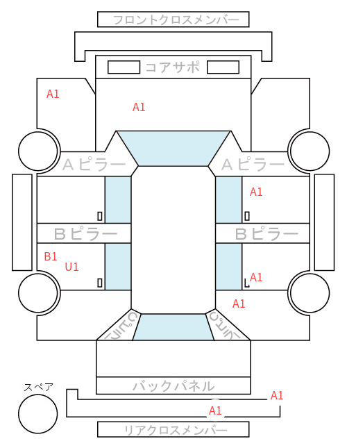 Body condition diagram (damage marks, Japanese labels)