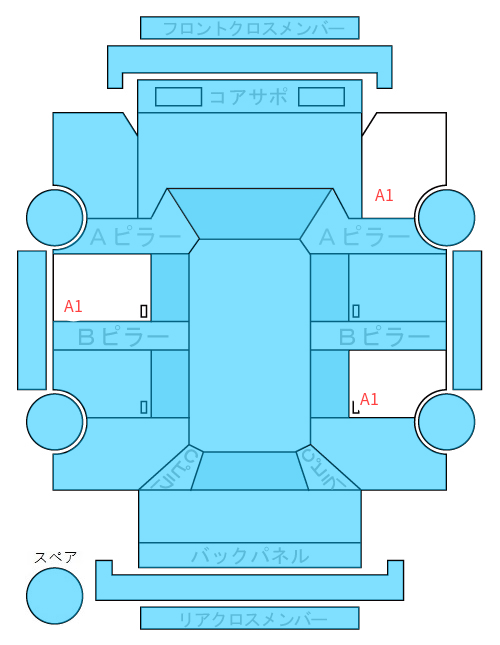 Body condition diagram (damage marks, Japanese labels)