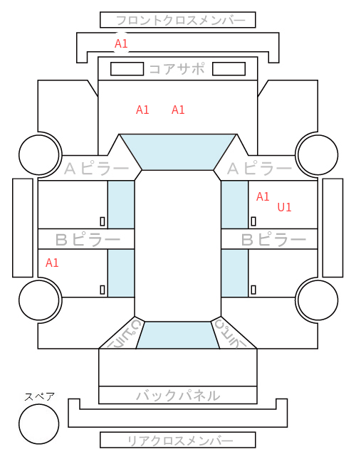 Body condition diagram (damage marks, Japanese labels)