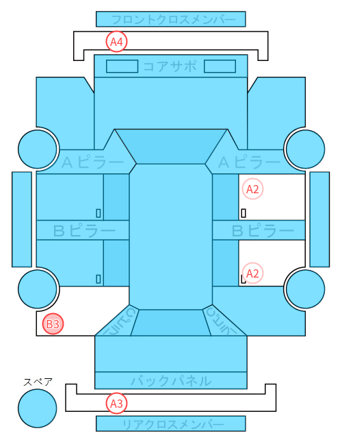 Body condition diagram (damage marks, Japanese labels)