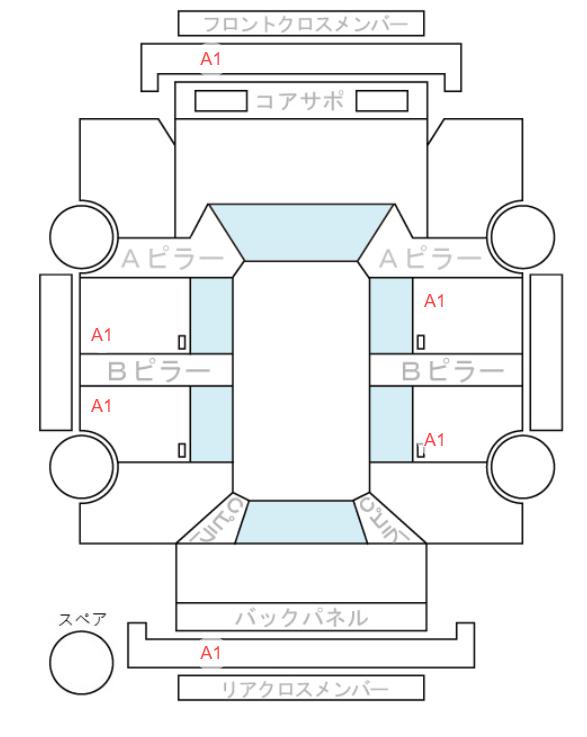 Body condition diagram (damage marks, Japanese labels)